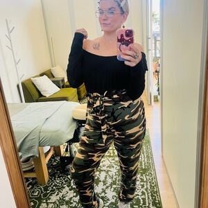Dynamite Black and Camouflage Jumpsuit